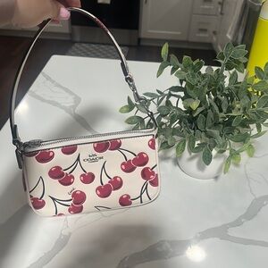 Coach White and Red Cherry Print Shoulder Bag